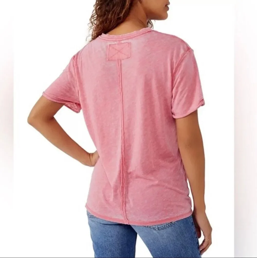 Free People X We The Free Vella Pocket Burnout Oversized Tee coral M NEW